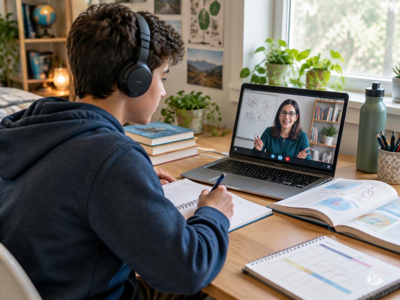 A student in a 1:1 online tutoring session with an EduQuencher educator